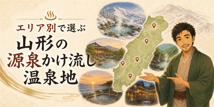 エリア別で選ぶ山形の源泉かけ流し温泉地