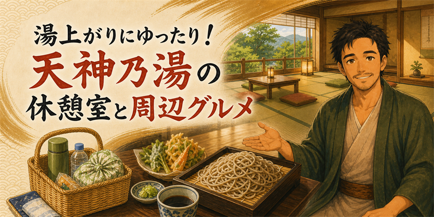 湯上がりにゆったり！天神乃湯の休憩室と周辺グルメ