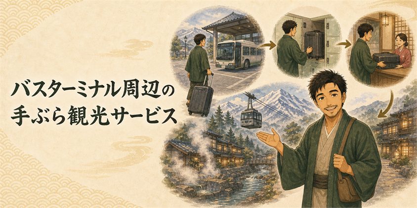 バスターミナル周辺の手ぶら観光サービス